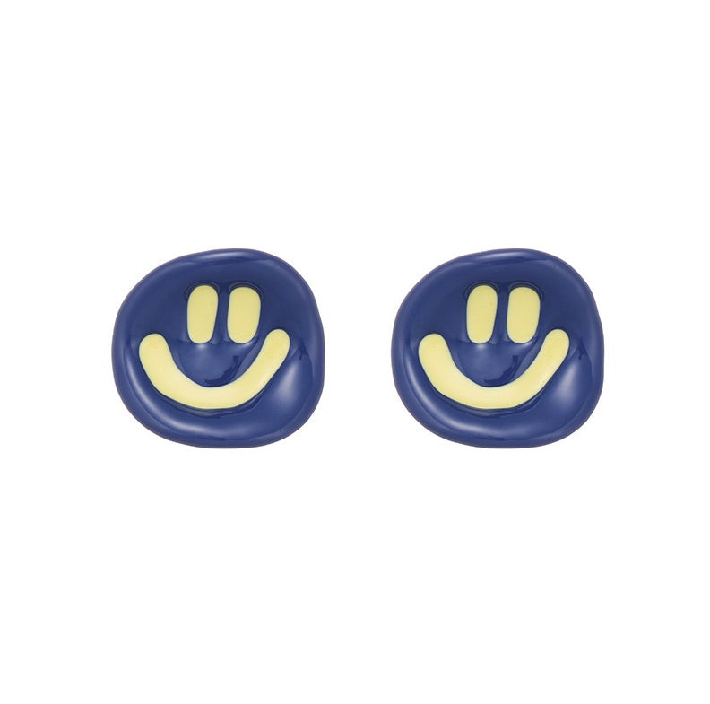 Blue Smile Face Earring