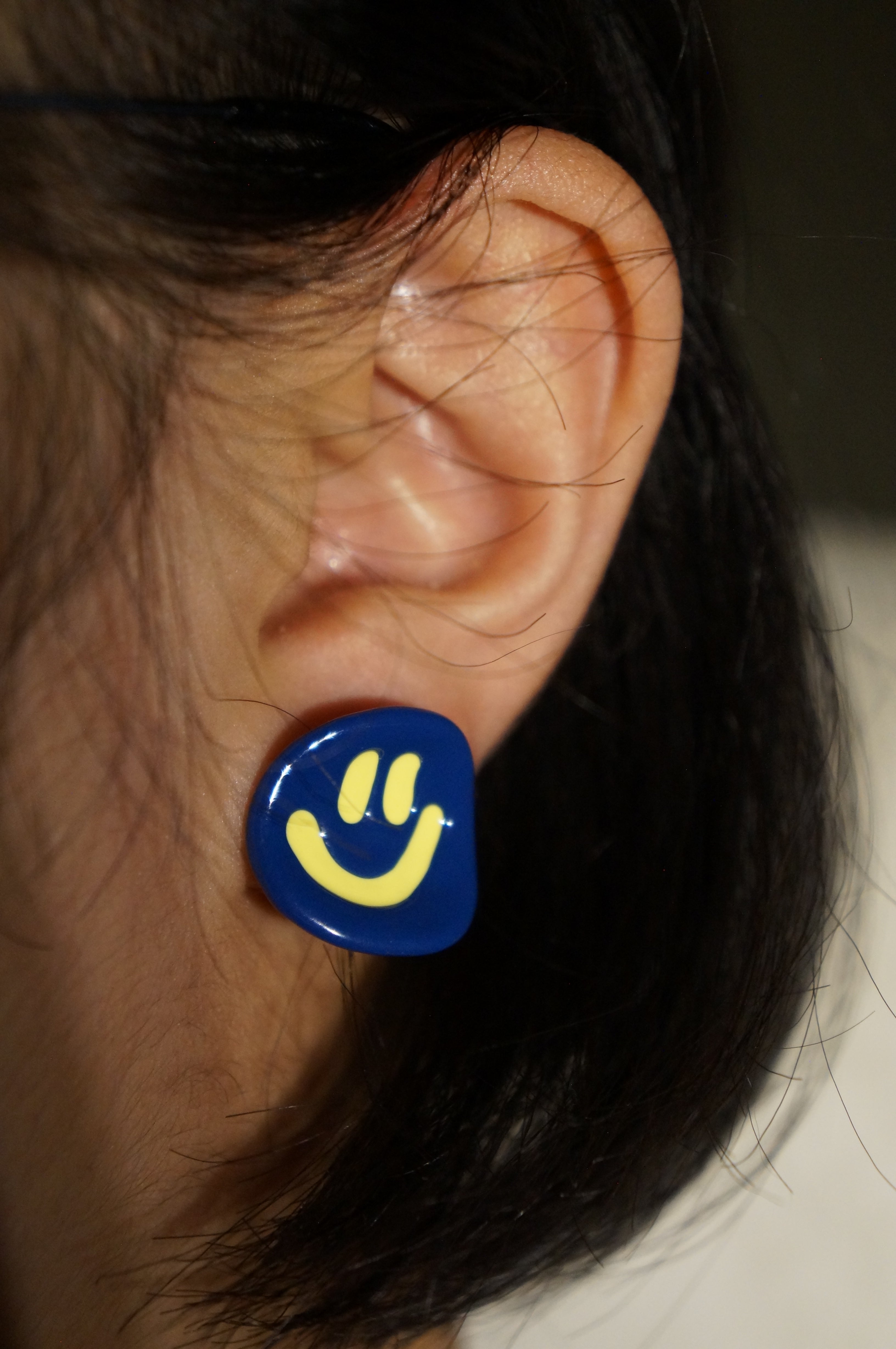 Blue Smile Face Earring