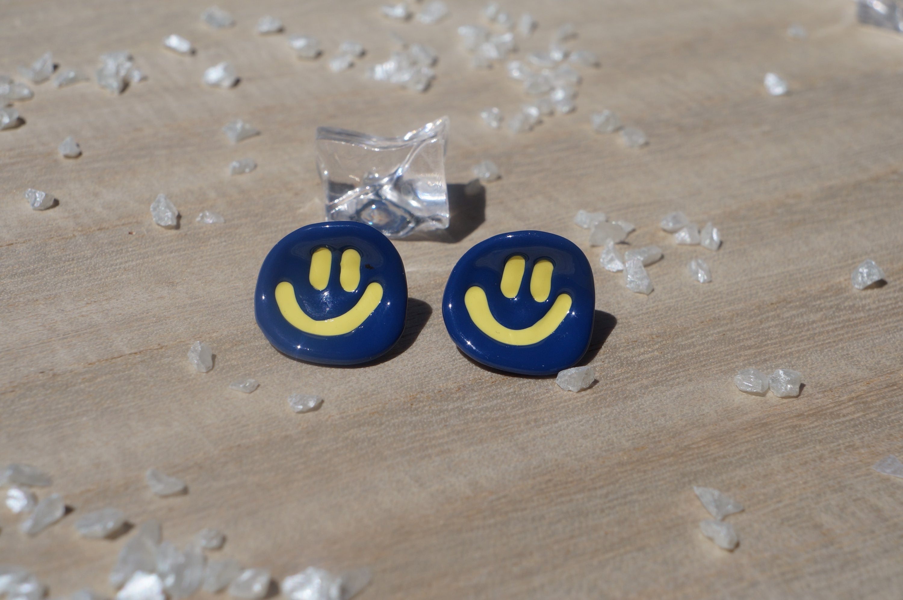 Blue Smile Face Earring